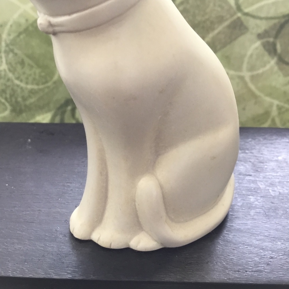 Vtg Sitting Cream Kitty Cat Stone Casting Figurine Eclipse Wales 4” Statue - Picture 6 of 8